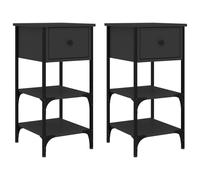 Vidaxl Bedside Cabinets 2 Pcs Black 34X36X70 Cm Engineered Wood, Black