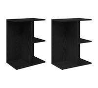 (black, 2 pcs) vidaXL Bedside Tables Nightstand Bedroom Bed Table Side Table Engineered Wood