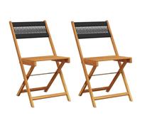 (black, 2 pcs) vidaXL Bistro Chairs Outdoor Dining Chair Solid Wood Acacia and Polypropylene
