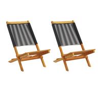 (black, 2 pcs) vidaXL Garden Chairs Outdoor Dining Chair Solid Wood Acacia and Polypropylene
