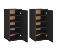 (black, 2 pcs) vidaXL Shoe Cabinet Shoe Storage Rack Organiser Shoe Cupboard Engineered Wood