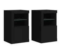 (black, 2 pcs) vidaXL Side Cabinet with LED Lights Storage Sideboard Cupboard Engineered Wood