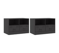 (black, 2 pcs) vidaXL TV Cabinet TV Stand TV Unit Entertainment Centre Mustard Yellow Steel