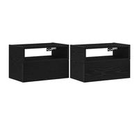 (black, 2 pcs) vidaXL Wall-mounted Bedside Cabinet Brown Oak 45x26x28.5 cm
