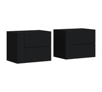 (black, 2 pcs) vidaXL Wall-mounted Bedside Cabinet Floating Bed Table Side Cabinet Smoked Oak