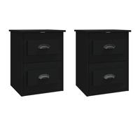 vidaXL Wall-mounted Bedside Cabinets 2 pcs Black 41.5x36x53cm