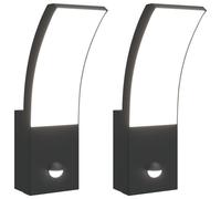 (black, 2 pcs/with sensor) vidaXL Outdoor LED Wall Light with Sensor Wall Lamp White Die-cast Aluminium