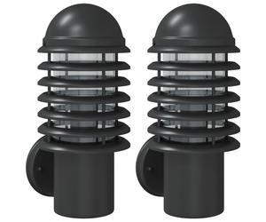 (black, 2 pcs/without sensor) vidaXL Outdoor Wall Lights with Sensors Wall Lamp 2 pcs Silver Stainless Steel