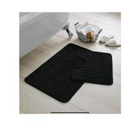 (Black) 2 Piece Soft Greek Style Memory Foam Bath Mat Pedestal Set Non-slip Bathroom Rug
