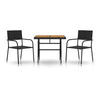 (black, 2 piece) vidaXL Outdoor Dining Set 3 Piece Poly Rattan Black Garden Table and Chair