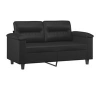 Black 2 Seater Faux Leather Sofa Compact Relaxing Armchair for Living Room Office Bedroom & Outdoor Use Stylish Modern Design 120 cm Perfect for Waiting Areas