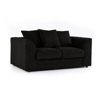 (Black, 2 Seater) Luxor Jumbo Cord 4 Seater Corner Sofa