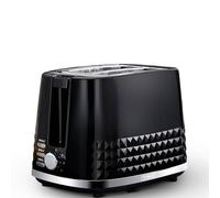 Tower T20082BLK Solitaire 2 Slice Toaster, Browning Control, 850W, Black with Chrome Accents