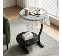 Black 2 Tier Side Table C Shaped Sofa End Table Coffee Laptop Desk Living Room Bedroom