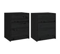 Vidaxl Bedside Cabinets 2 Pcs Black 40X31X50 Cm Solid Pinewood, Black