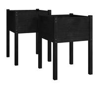 (black, 2) vidaXL 1/2x Solid Pinewood Garden Planter Flower Box Planter Pot Multi Colours