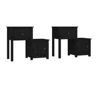 (Black, 2) vidaXL 1/2x Solid Wood Pine Bedside Cabinet End Table Cabinet Multi Colours