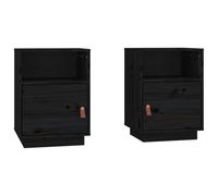 vidaXL Bedside Cabinets 2 Pcs Black 40x34x55 cm Solid Wood Pine, Black