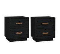 (Black, 2) vidaXL 1/2x Solid Wood Pine Bedside Cabinet Nightstand End Table Multi Colours