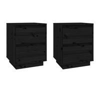 (black, 2) vidaXL 1/2x Solid Wood Pine Bedside Cabinet Storage Side Cabinet Multi Colours