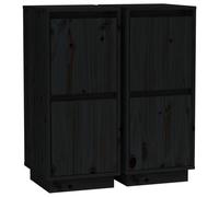 vidaXL Sideboards 2 Pcs Black 31.5X34X75 Cm Solid Wood Pine, Black