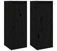 (black, 2) vidaXL 1/2x Solid Wood Pine Wall Cabinet Shelf Hanging Wall Unit Multi Colours