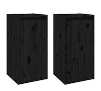 (black, 2) vidaXL Wall Cabinet Hanging Storage Cabinet Wall Cupboard Solid Wood Pine
