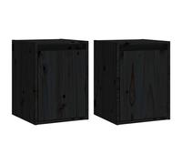 Vidaxl Wall Cabinets 2 Pcs Black 30X30X40 Cm Solid Wood Pine, Black