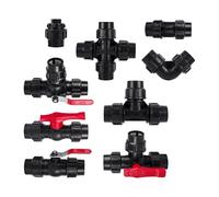 Black 20/25/32/40/50mm Plastic PE Tube Connector Tap Tee Water Splitter Coupler Valve Irrigation Straight Elbow Plug Fitting 1Pc(F,20mm)