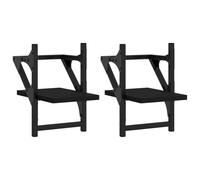 Wall Shelf 2pcs Black Engineered Wood & Metal 20x25x30 cm Floating Storage Rack