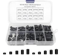 Black, 200 PCS ABS Insulated Column Spacer Set, Plastic Sleeve and Cushion, Non-Threaded Plastic Standoff for M3/M4 Screws, for 3D Printers, TV Mounts