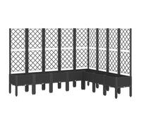 vidaXL Garden Planter with Trellis Black 200x160x142 cm PP, Black