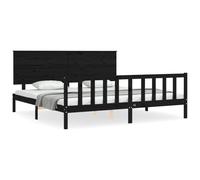 (black, 200 x 200 cm) vidaXL Bed Frame Bed Base with Headboard Honey Brown Small Double Solid Wood