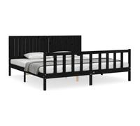(black, 200 x 200 cm) vidaXL Bed Frame Bed Base Wooden Bed with Headboard White King Size Solid Wood