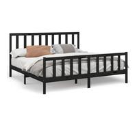 vidaXL Bed Frame without Mattress Black 200x200 cm Solid Wood Pine
