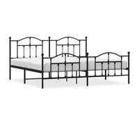 (black, 200 x 200/with headboard & footboard) vidaXL Metal Bed Frame Bedroom Platform Bed Base Bedstead Mattress Foundation