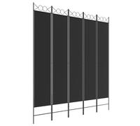 vidaXL 5-Panel Room Divider Black 200x220 cm Fabric