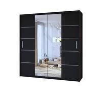 (Black, 203) Dubna Center Mirror Double Door Sliding Wardrobe