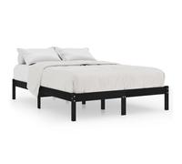 vidaXL Bed Frame Black Solid Wood Pine 200X200 cm, Black