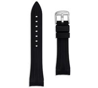 Black 20mm Silicone Watch Strap | Curved Ends | Compatible with MoonSwatch | Smooth Rubber Waterproof Band | Quality Mens and Ladies Replacement | Premium Diver Style | Spring Bars and Tool Included
