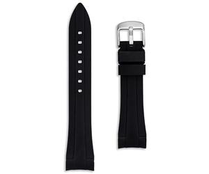 Black 20mm Silicone Watch Strap | Curved Ends | Compatible with MoonSwatch | Smooth Rubber Waterproof Band | Quality Mens and Ladies Replacement | Premium Diver Style | Spring Bars and Tool Included