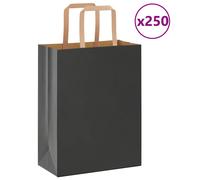 (black, 21 x 11 x 28 cm/ 250 pcs) vidaXL Paper Bags 250 pcs with Handles White 21x11x28 cm Paper Grocery Bag