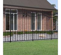 Black 239cm x 190cm Black Spearhead Garden Fence Powder Coated Steel Heavy Duty Metal Fencing for Garden Plot Safe Fencing