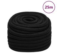 (black, 25 mm/ 25 m) vidaXL Braided Boat Rope Polyester Sturdy Yacht Cable Black/White Multi Sizes