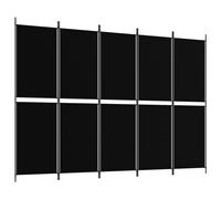 Vidaxl 5-Panel Room Divider Black 250X180 Cm Fabric Room Dividers