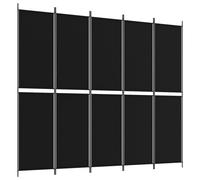 Vidaxl 5-panel Room Divider Black 250X220 Cm Fabric, Black