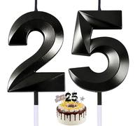 Black 25th Birthday Candle, 3D Number 25 Cake Topper Decoration for Boys & Girls - Versatile Party Supplies for Birthdays, Wedding Anniversaries, and Corporate Celebrations