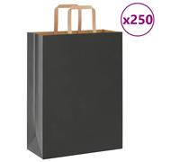 vidaXL Kraft Paper Bags 250 Pieces with Black Handles 26 x 12 x 35 cm, Paper Bag, Paper Gift Bag, Kraft Paper Gift Bag
