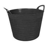 Black 26L Litre Flexi Tub Small Flexible Storage Container for Home Garden Strong Muck Bucket with Integrated Handles Multipurpose Garden Trugs Basket Polyethylene Flex Tub - Made in UK