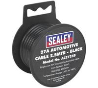 Black 27A Thick Wall Automotive Cable - 2.5M Reel - Single Core - Pvc Insulated